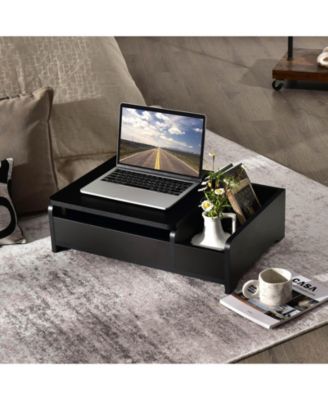 Compact Bay Window Makeup Dressing Table with Flip-Top Mirror