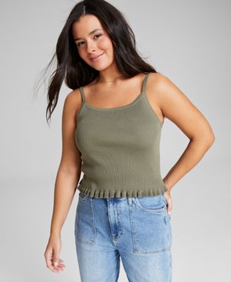 And Now This - Women's Ruffled-Hem Sweater Tank Top
