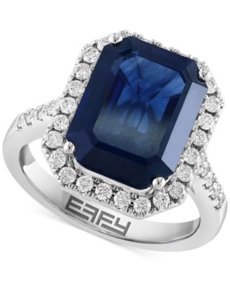 EFFY® Sapphire (7-1/8 ct. t.w.) & Diamond (1/2 ct. t.w.) Halo Ring in