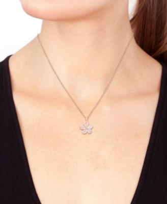 EFFY&reg; Rose Quartz (5-3/8 ct. t.w.) & Diamond (1/20 ct. t.w.) 18" Flower Pendant Necklace in 14k Rose Gold