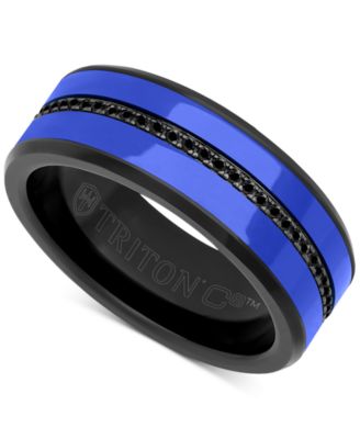 Triton - Men's Black Sapphire & Ceramic Wedding Band (1/4 ct. t.w.) in Tungsten Carbide