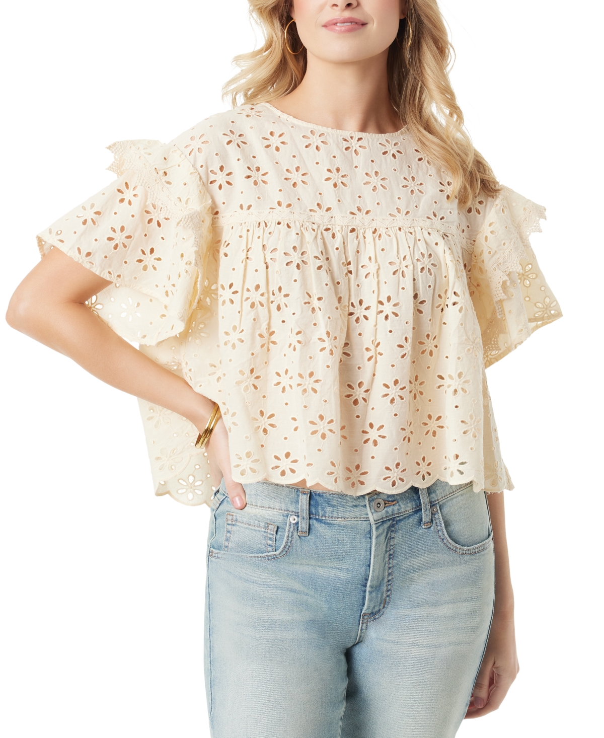 Women's Maja Cotton Eyelet-Embroidered Top - Parchment