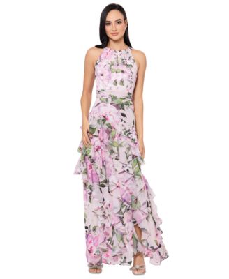 XSCAPE - Women's Printed High-Neck Sleeveless Dress