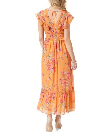 Jessica Simpson Women s Phillipa Floral Print Ruffled Maxi Dress