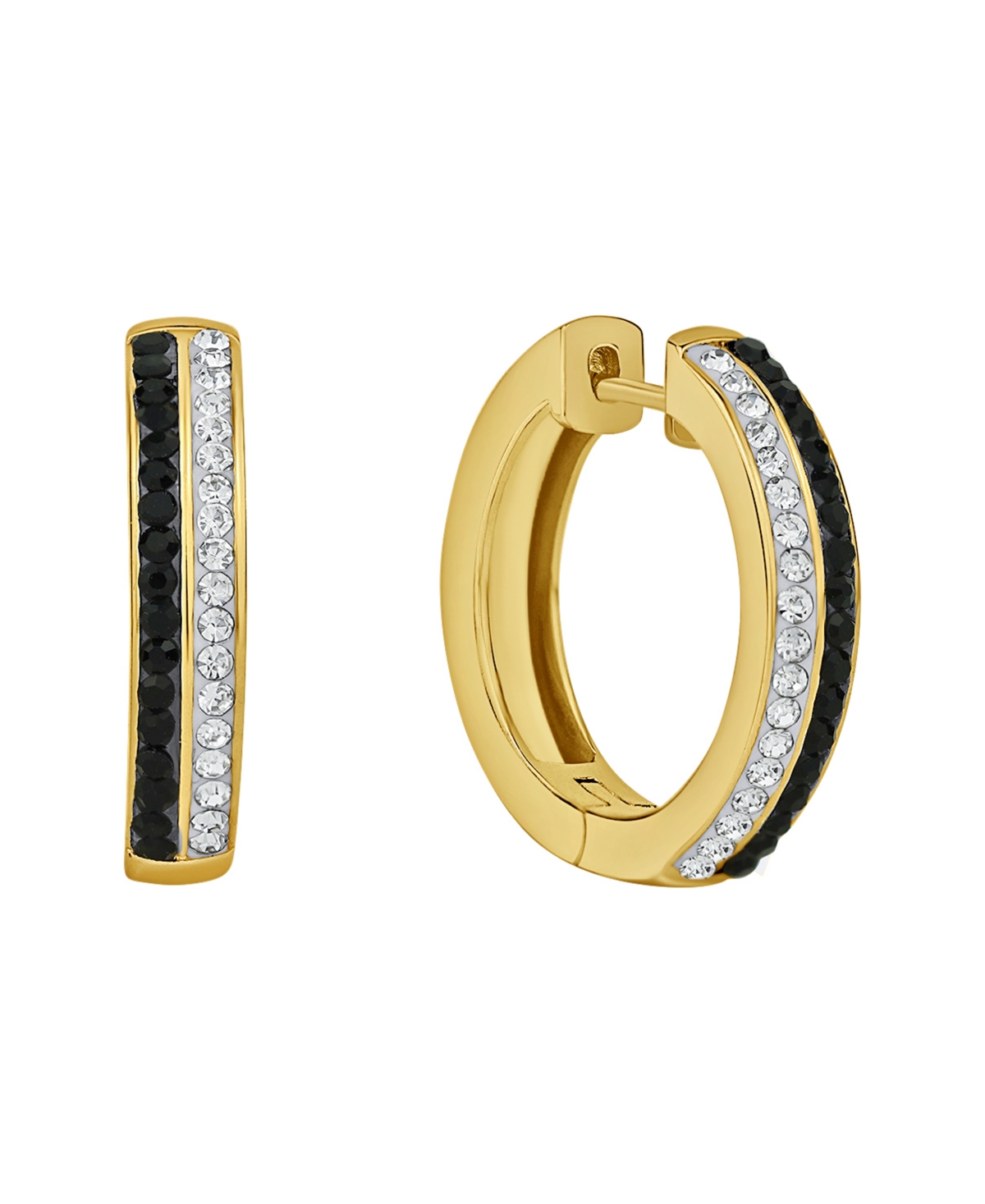 And Now This Clear And Black Crystal Hoop Earring In Gold