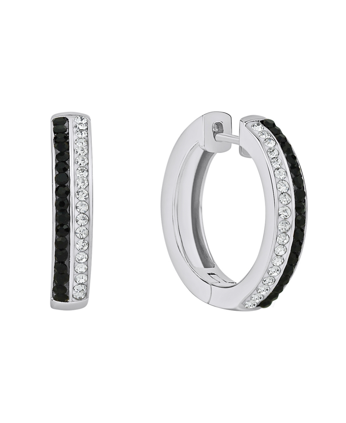 Shop And Now This Clear And Black Crystal Hoop Earring In Silver