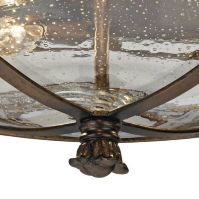 Beverly Drive Rustic Flush Mount Outdoor Ceiling Light Bronze 7" Clear Seedy Glass for Post Exterior Barn Deck House Porch Yard Patio