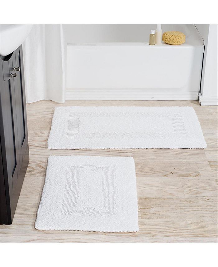 Lavish Home 100 Percent Cotton 2 Piece Bathroom Runner Set, White - Macy's