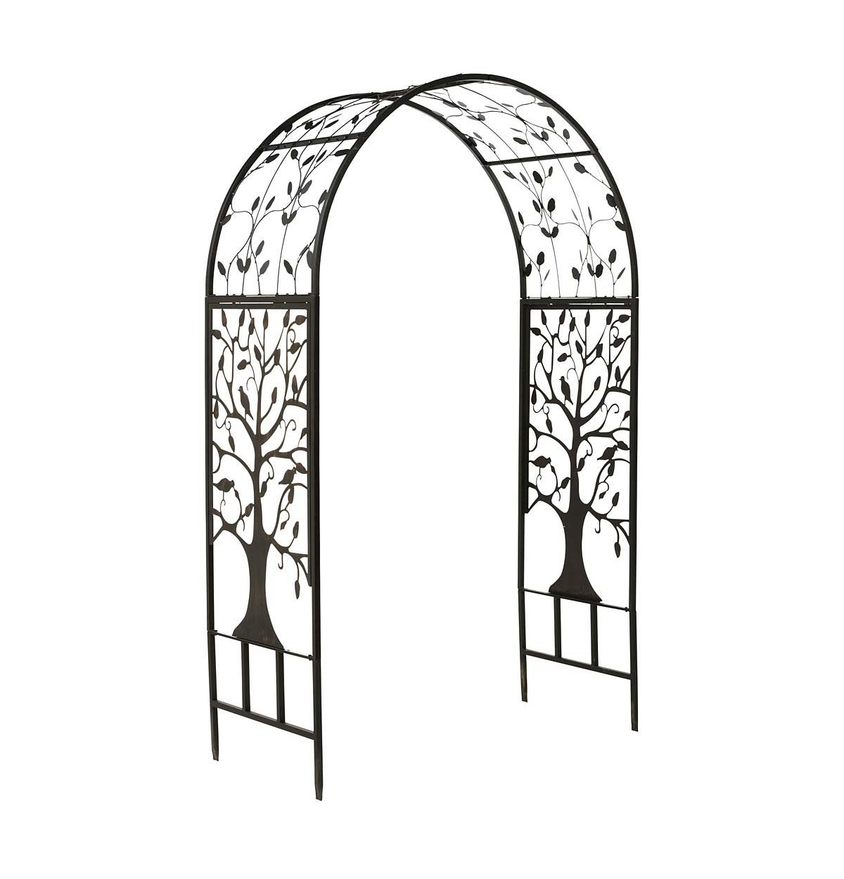 Metal Arched Garden Arbor with Tree of Life Design - Multicolored