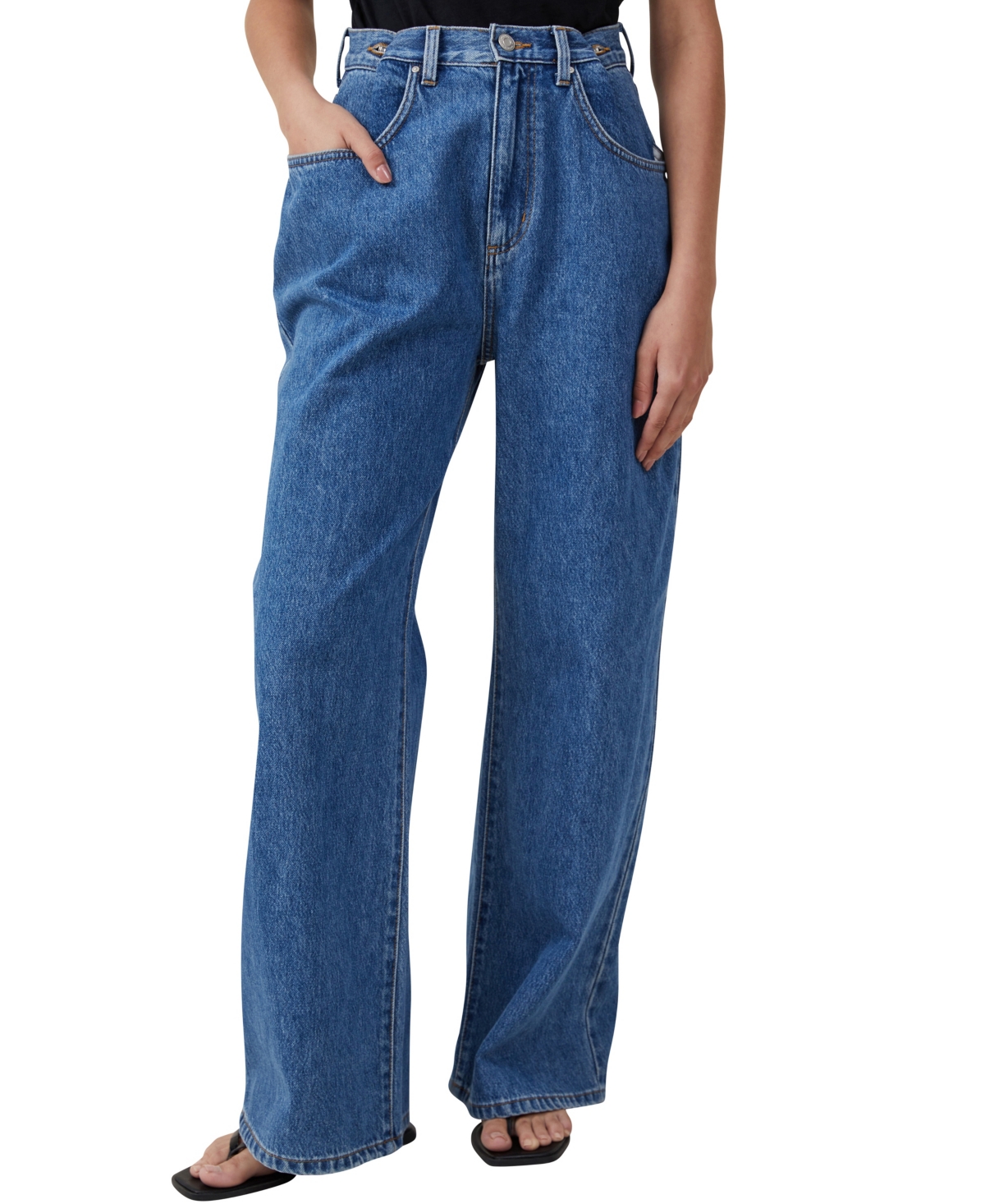 Women's Adjustable Wide Jeans - Crystal Blue