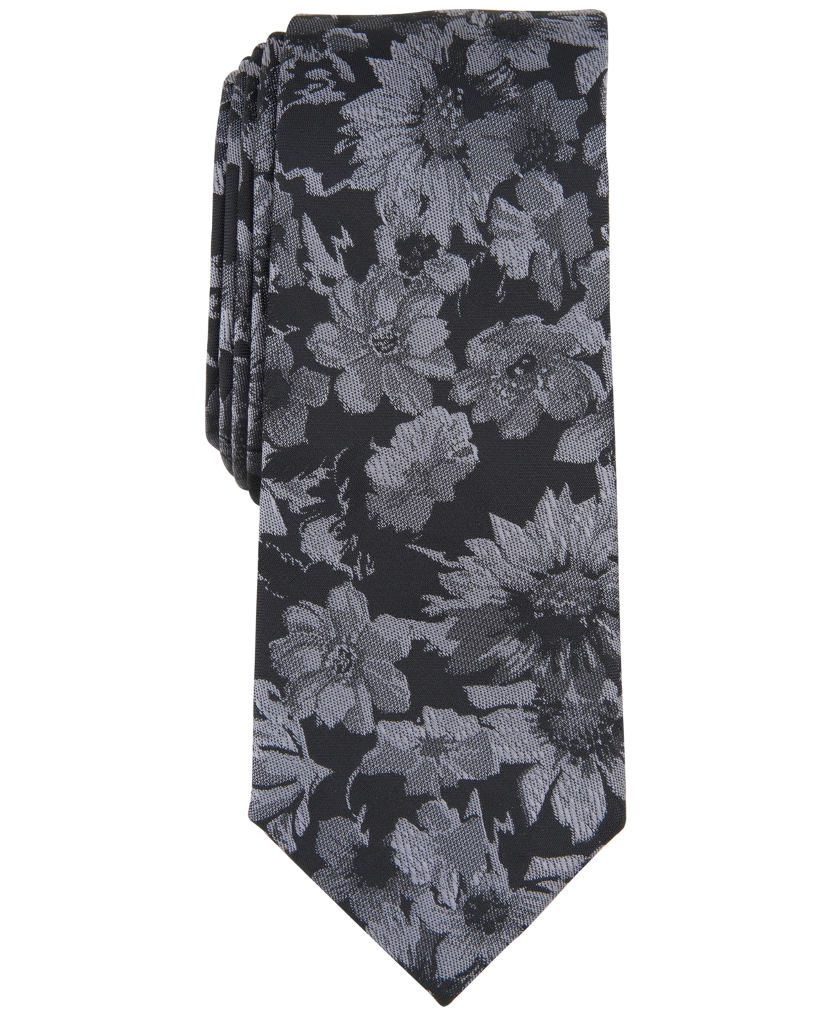 Shop Bar Iii Men's Malaga Floral Tie, Created For Macy's In Black