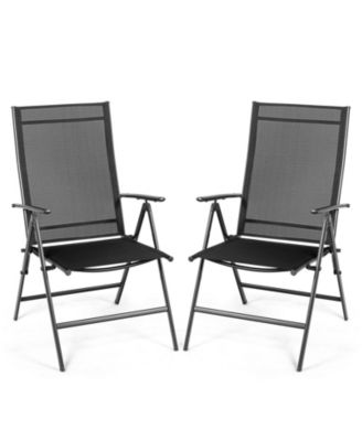 Set of 2 Adjustable Patio Folding Recliner Chairs Portable Outdoor Seating