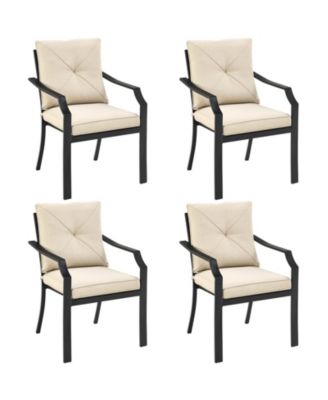 4 Pieces Outdoor Dining Set with Removable Cushions and Rustproof Steel Frame