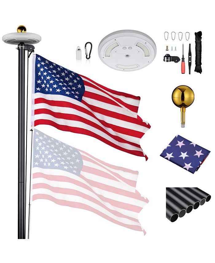 30 ft flag pole best sale with solar light