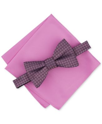 Alfani - Men's Moores Geo-Pattern Bow Tie & Solid Pocket Square Set