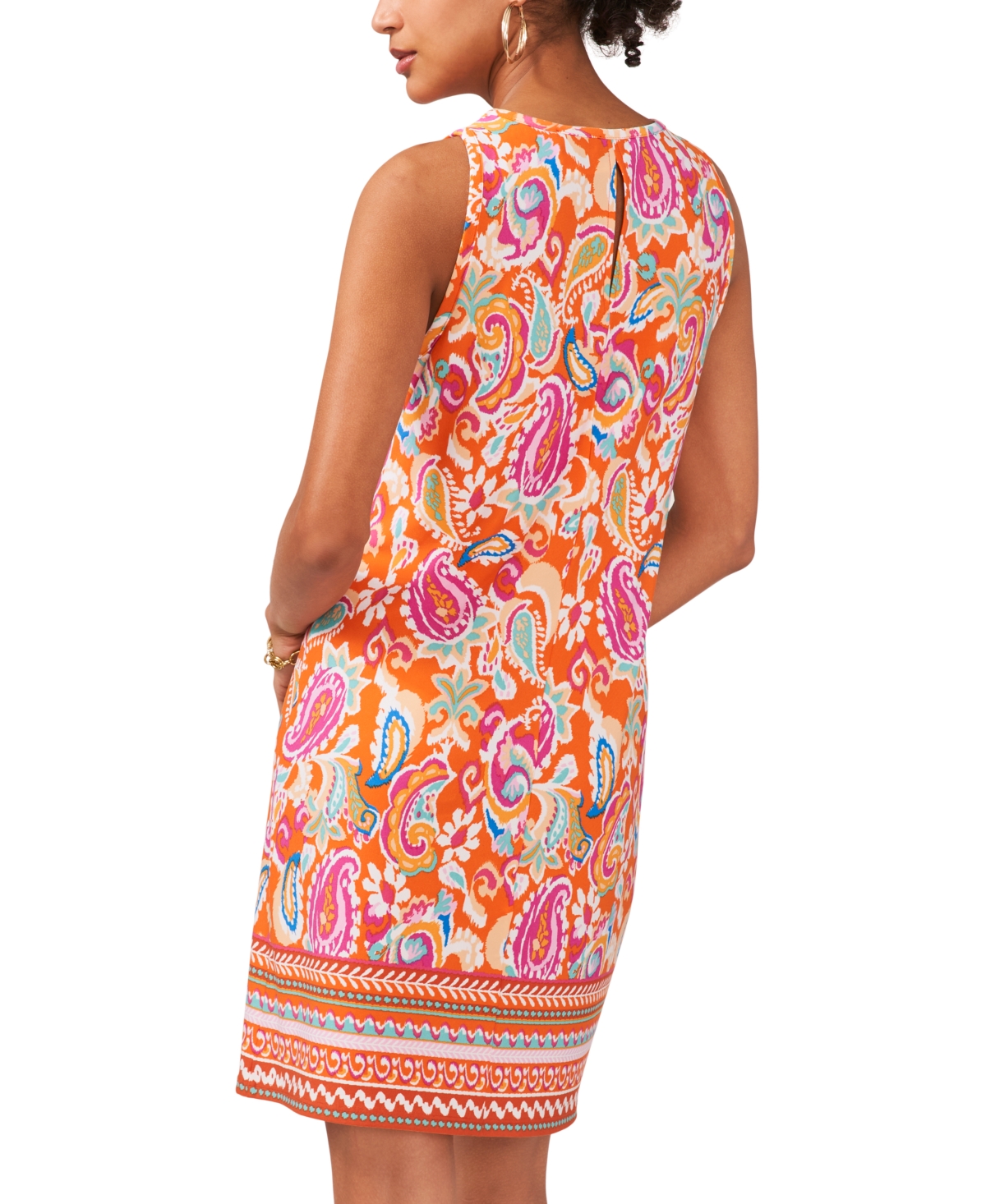 Msk Women's Paisley Keyhole Sleeveless Shift Dress