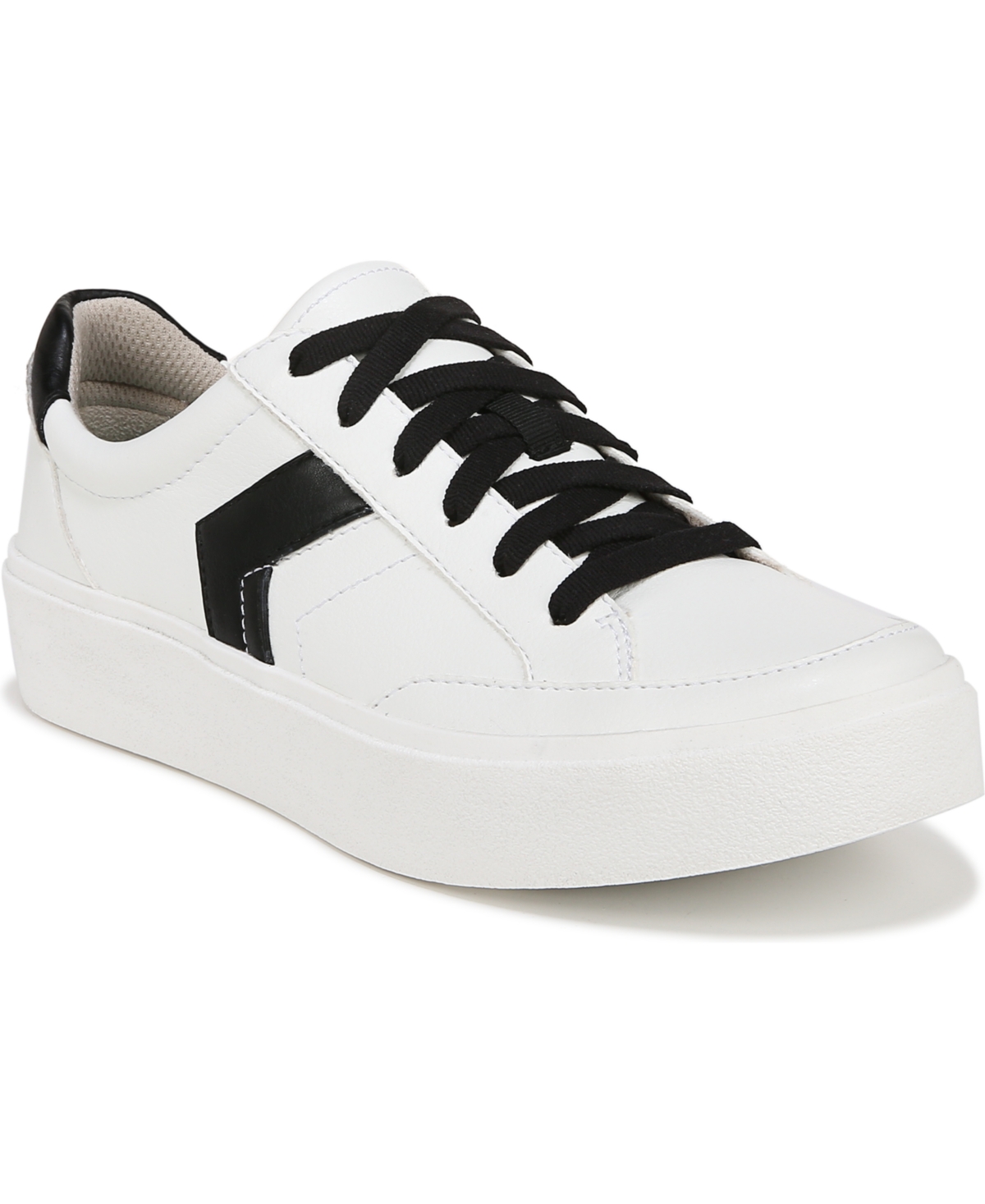 Shop Dr. Scholl's Women's Madison-lace Sneakers In White,black Faux Leather