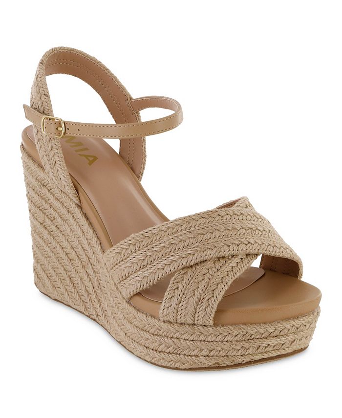 MIA Women's Alouette Wedge Sandals - Tan/Beige (SIZE: 8W)