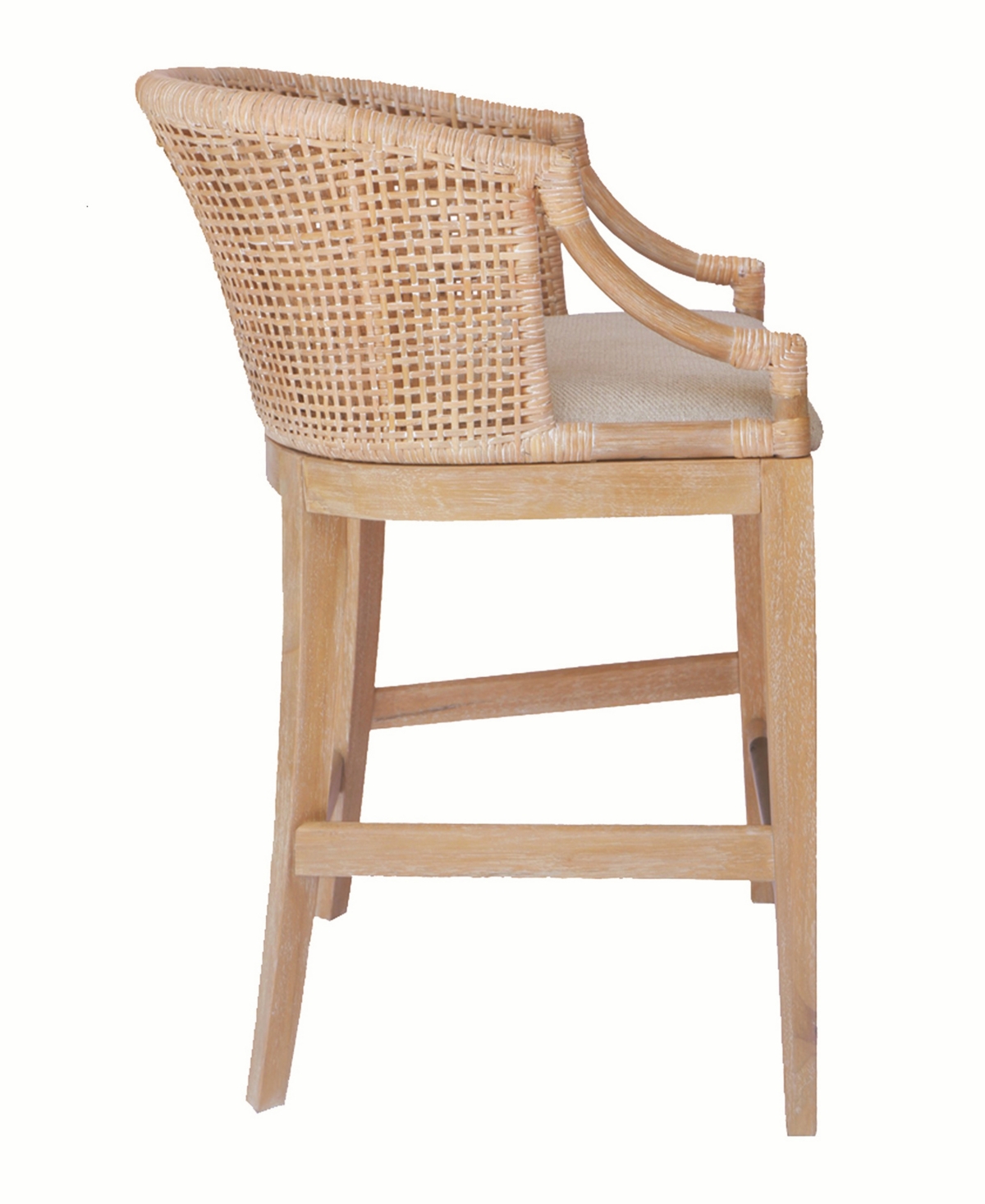 Martha Stewart Collection Martha Stewart Playa 23" Handcrafted Rattan Solid Wood Counter Stool In Natural Whitewash