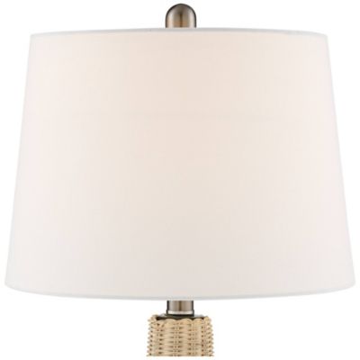 Alana Coastal Accent Table Lamp 22 3/4" High Rope Blue Glass Gourd with Nightlight LED White Fabric Drum Shade for Bedroom Living Room