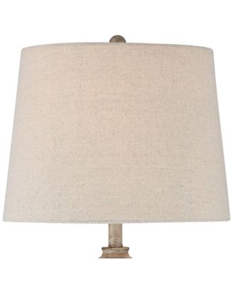 Lynn Country Cottage Buffet Table Lamps 26 3/4" High Set of 2 Beige Wood Oatmeal Drum Shade for Bedroom Living Room Bedside Nightstand