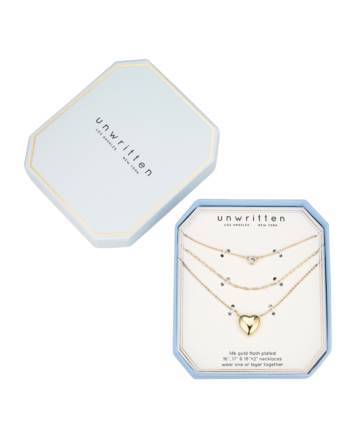 Shop Unwritten Cubic Zirconia Heart Necklace Set In Gold