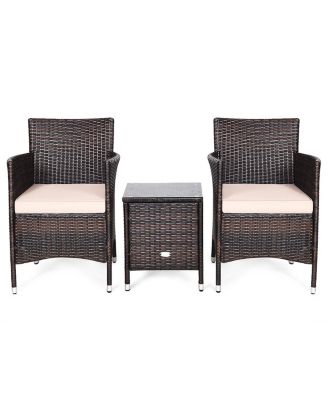 3 Pcs Outdoor Rattan Wicker Furniture Set