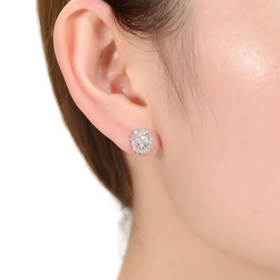 Classy 10MM Halo Square Stud Earrings
