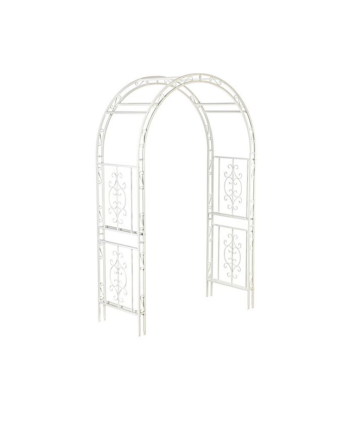 Evergreen Montebello Iron Garden Arbor, White 53 x 84 x 23 Inches Fade