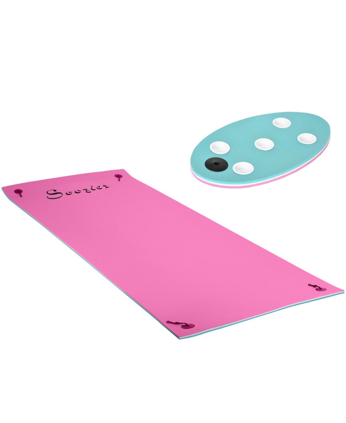 12.5' x 5' Floating Mat with Drink Holders 3-Layer Lily Pad, Pink - Pink