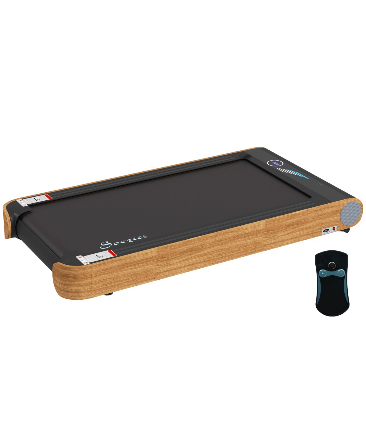 Under Desk Treadmill Walking Pad with Bluetooth Speaker, Wood Look - Natural and black