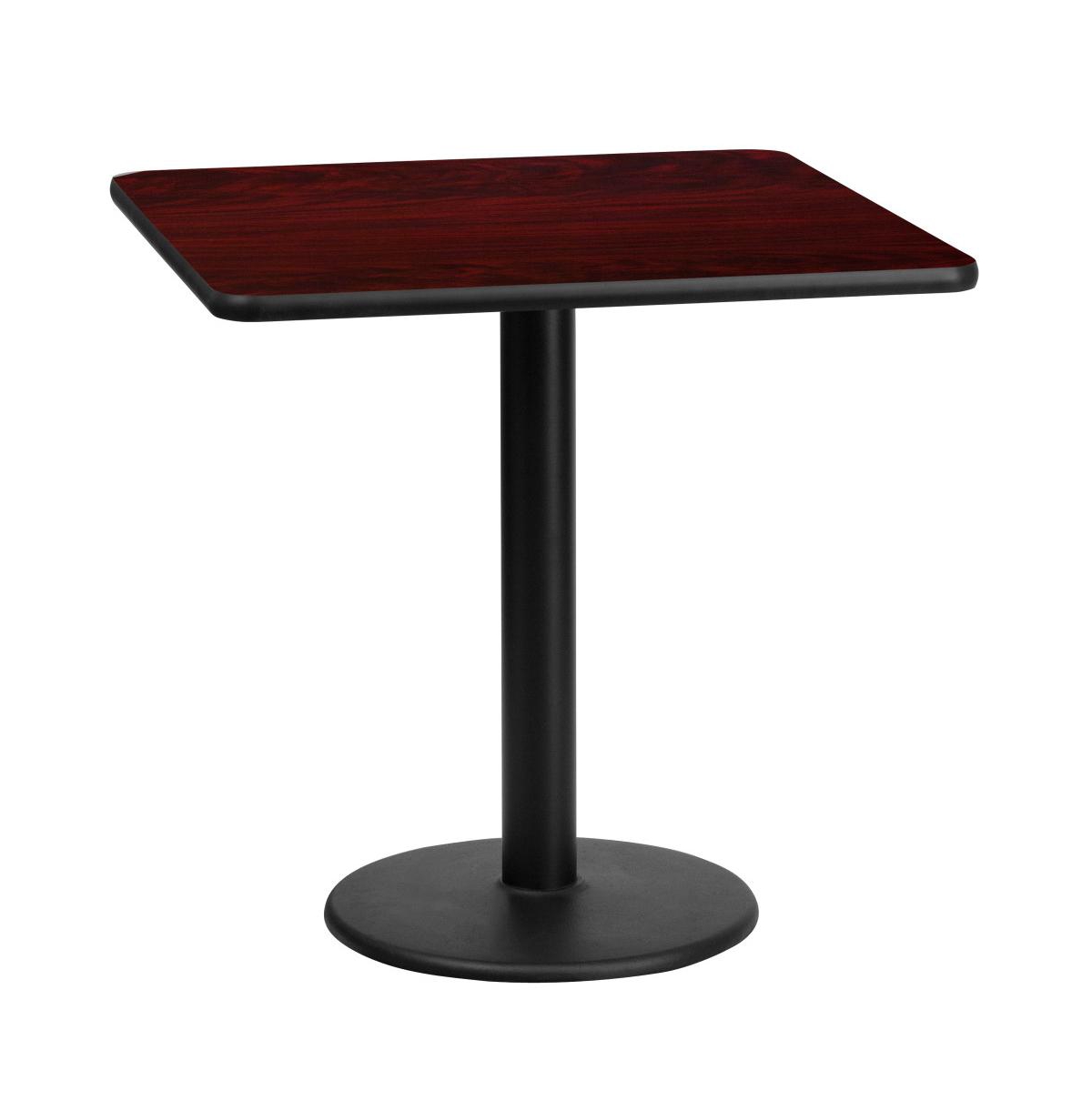 Emma+oliver 24" Square Laminate Table Top With 18" Round Table Height Base In Mahogany