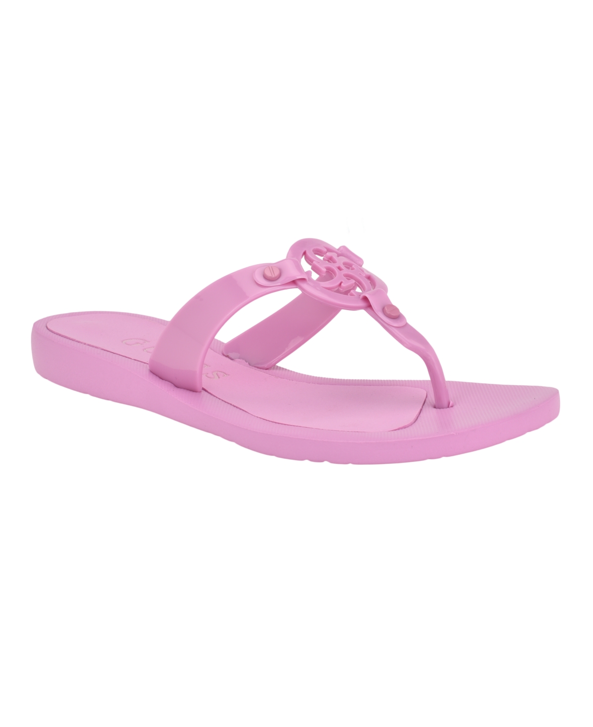 Guess Women's Tyana Eva Flex Bottom Logo Thong Sandals - Pink- Manmade