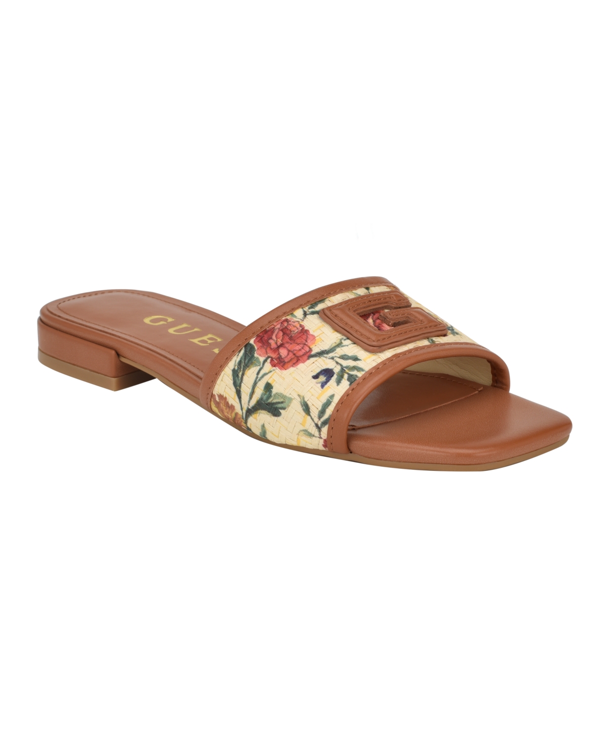 Guess Women's Tampa Slide On Sandals With Woven Logo Detail In Floral Multi- Textile,manmade