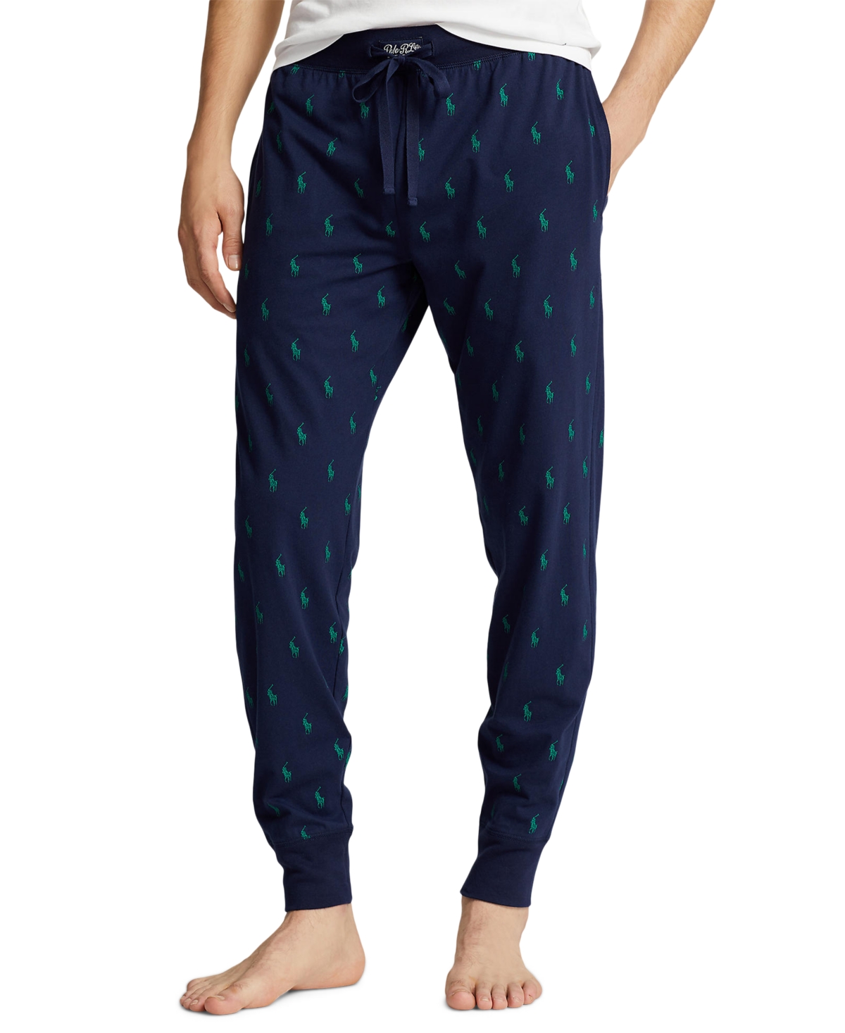 Shop Polo Ralph Lauren Men's Printed Jogger Pajama Pants In Cruise Navy,primary Green Aopp