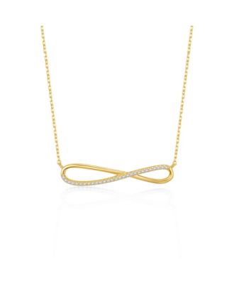 14k Gold Plated with Cubic Zirconia Infinity Symbol Ribbon Pendant ...