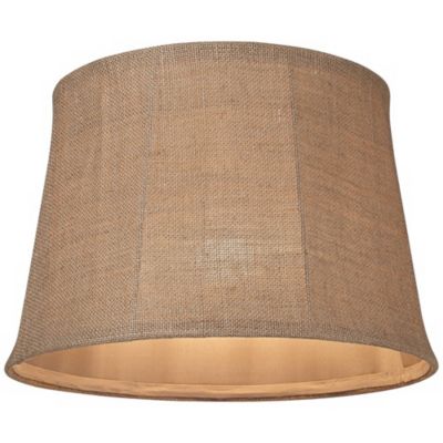 Natural Burlap Medium Drum Lamp Shade 13" Top x 16" Bottom x 11" Slant x 10.75" High (Spider) Replacement with Harp and Finial