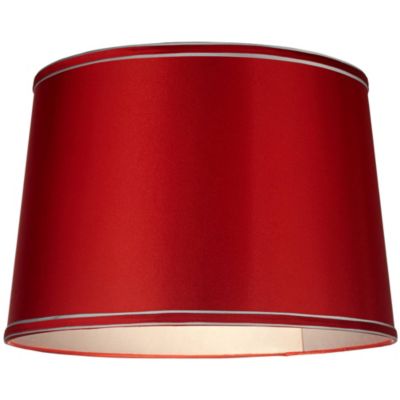 Sydnee Satin Red Medium Drum Lamp Shade 14" Top x 16" Bottom x 11" Slant x 11" High (Spider) Replacement with Harp and Finial