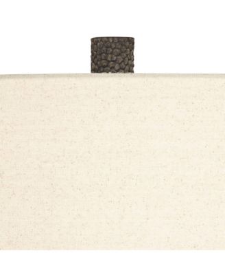 Lukas Modern Mid Century Table Lamp 27" Tall Black Pebbled White Cream Drum Shade for Bedroom Living Room Bedside Nightstand Kids