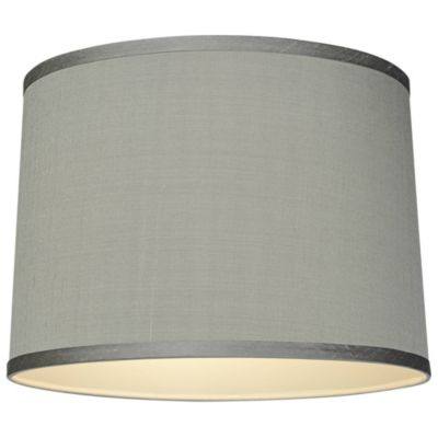 Platinum Gray Medium Dupioni Silk Lamp Shade 13" Top x 14" Bottom x 10" Slant x 10" High (Spider) Replacement with Harp and Finial