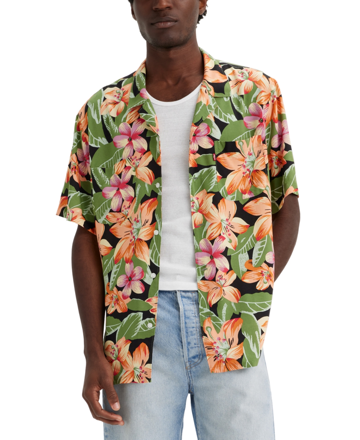 Shop Levi's Men's Printed Relaxed Short-sleeve Camp Shirt In Andromeda