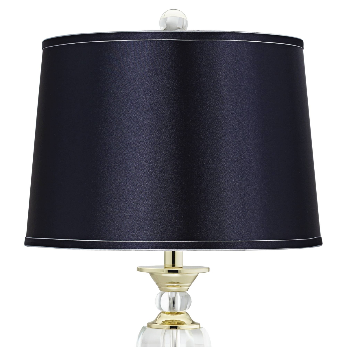 Traditional European Style Table Lamp Tall Brass Faceted Clear Crystal Urn NavyHardback Drum Shade for Living Room Bedroom Bedside Nights