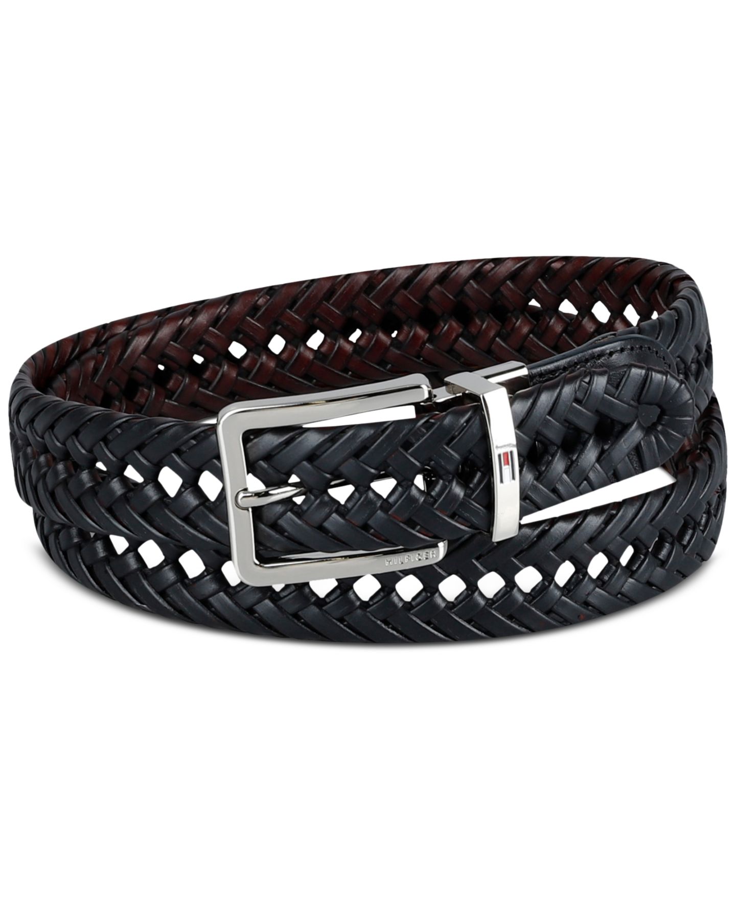 Мужской ремень Tommy Hilfiger Reversible Lace Logo Belt, цвет: Чёрный / Коричневый — фото 1