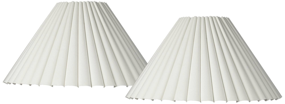 Springcrest Set Of 2 Box Pleat Empire Lamp Shades Antique White Large 7" Top X 20.5" Bottom X 10.75" High X 12.5