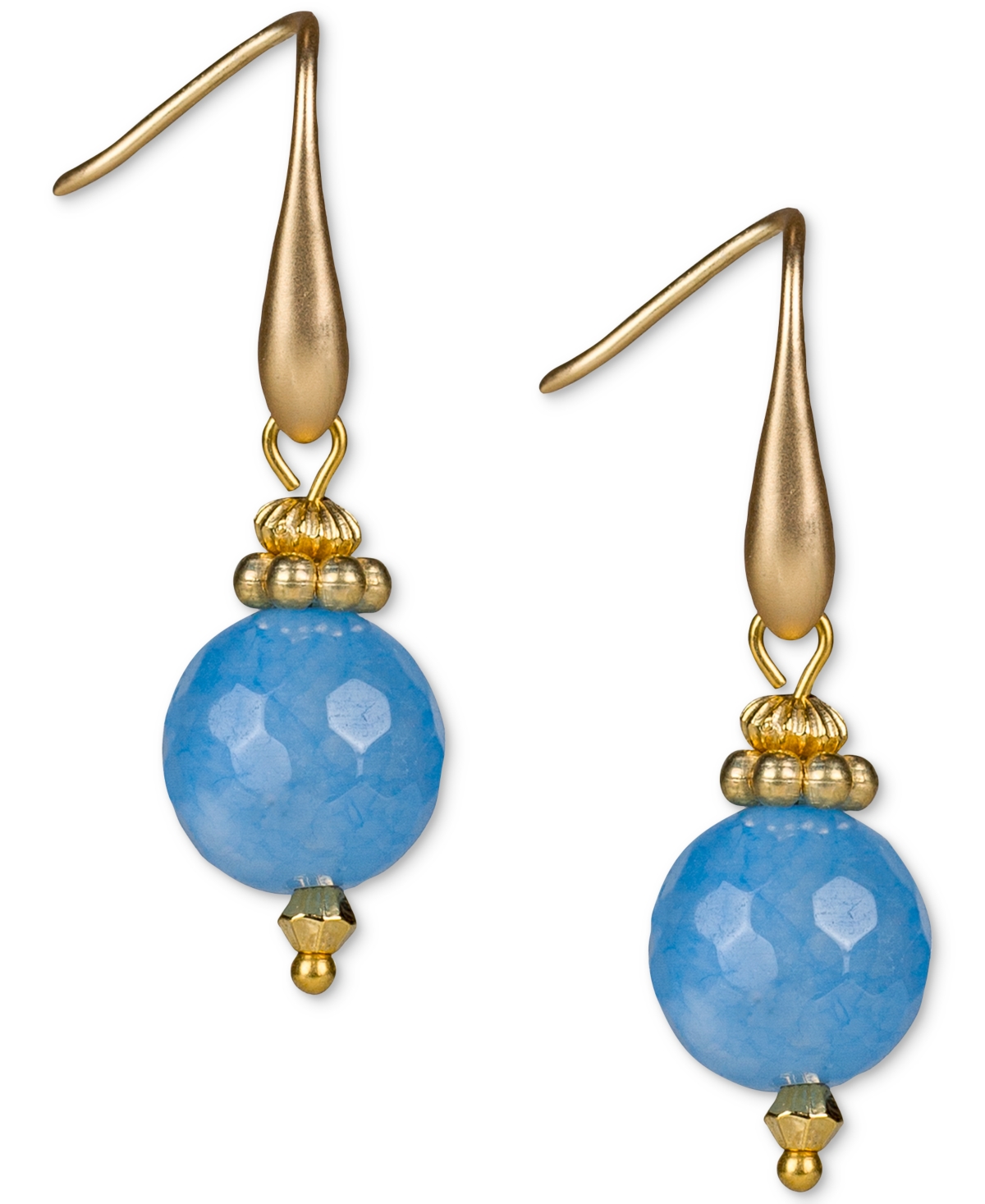 Gold-Tone Gemstone Bead Drop Earrings - Egyptian Gold, Blue