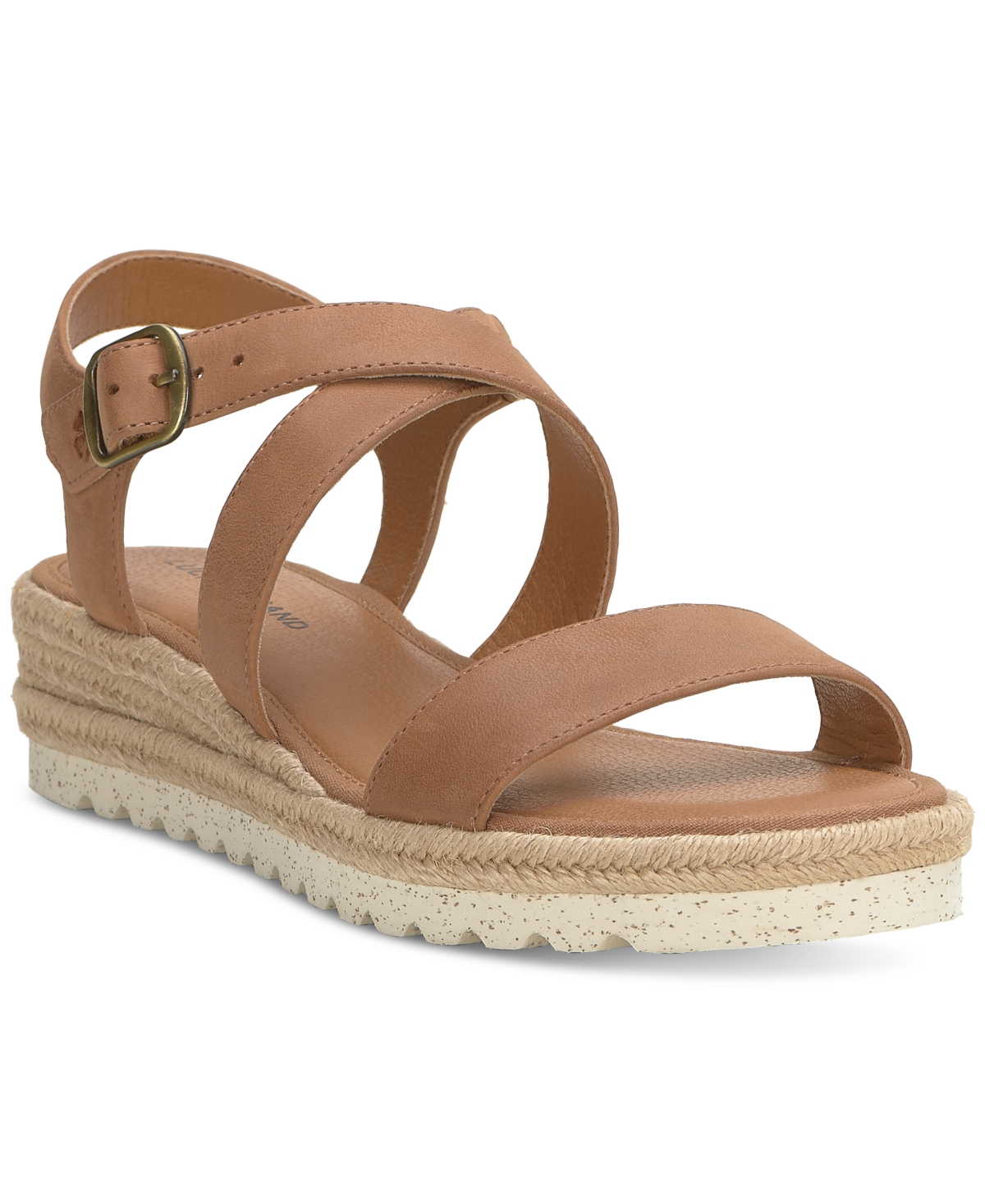Shop Lucky Brand Women's Trianna Strappy Espadrille Wedge Sandals In Adobe Brown Summer Haze