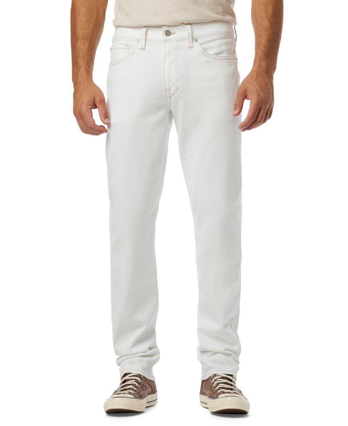 Men's The Brixton Slim-Straight Fit Twill Jeans in Clean White - Clean White