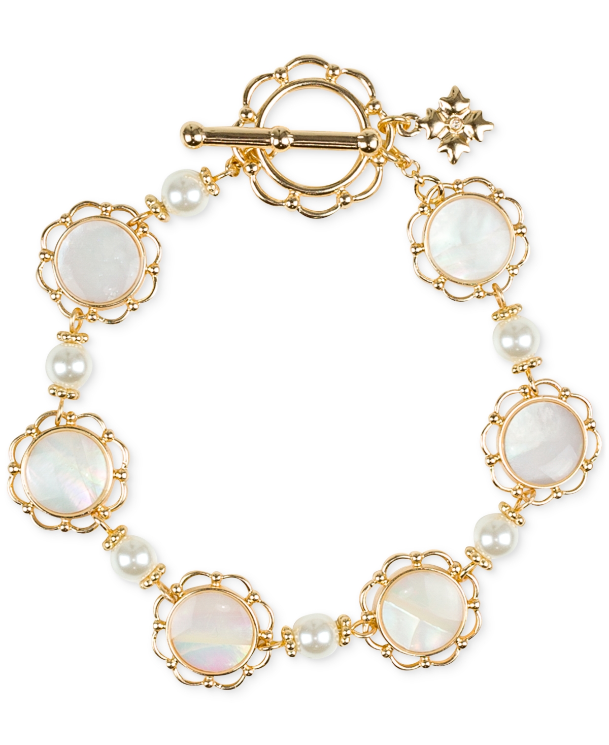 Gold-Tone Imitation Pearl Flex Bracelet - Egyptian Gold