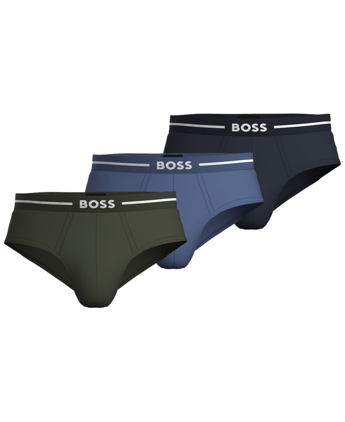 Boss by Hugo Boss Men's Bold Hip Briefs, Pack of 3 - Blue