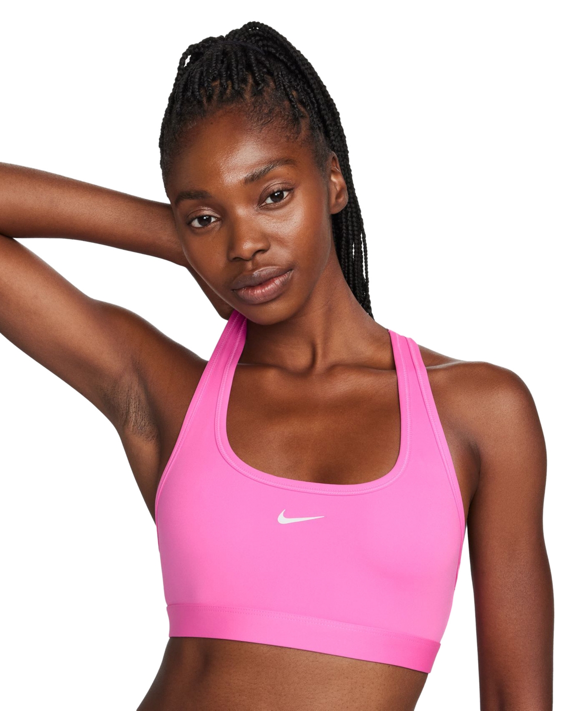 Shop Nike Women's Swoosh Light-support Non-padded Sports Bra In Playful Pink